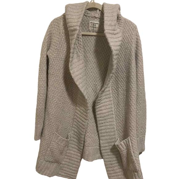 Abercrombie & Fitch Sweaters - Abercrombie & Fitch Oversized Hooded Knit Cardigan Small | Light Oatmeal Color